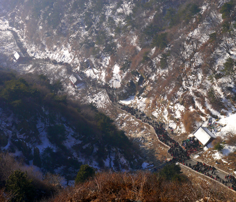 泰山正月雪迎旅游长龙