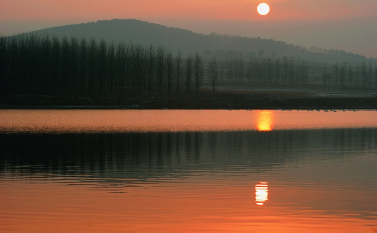 阳光撒鹅湖