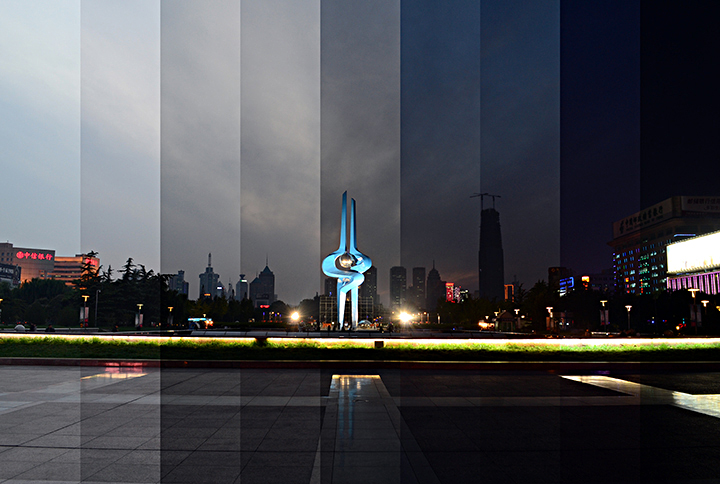 蓝调时分的泉城广场