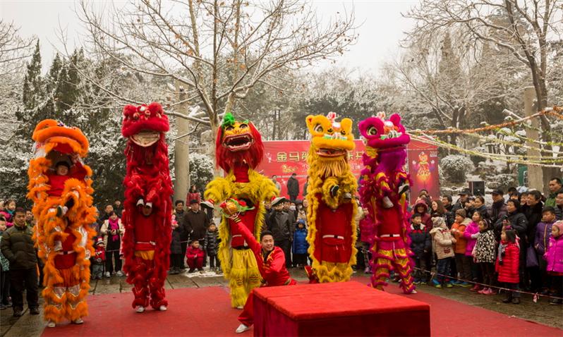 大明湖春节庙会_舞狮