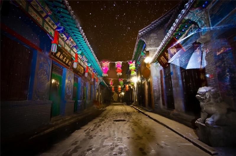 周村大街雪景