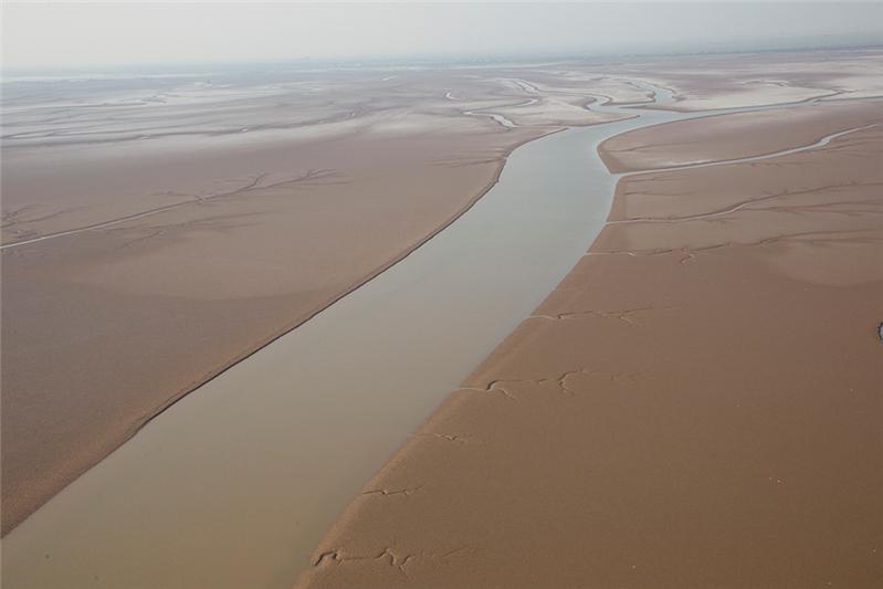 《航拍黄河口刚刚诞生的土地》