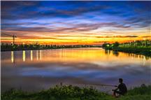 晚霞垂钓