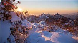 夕阳耀雪境昆嵛