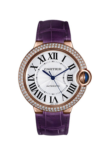 <em>cartier</em>紫色皮表带镶钻小号