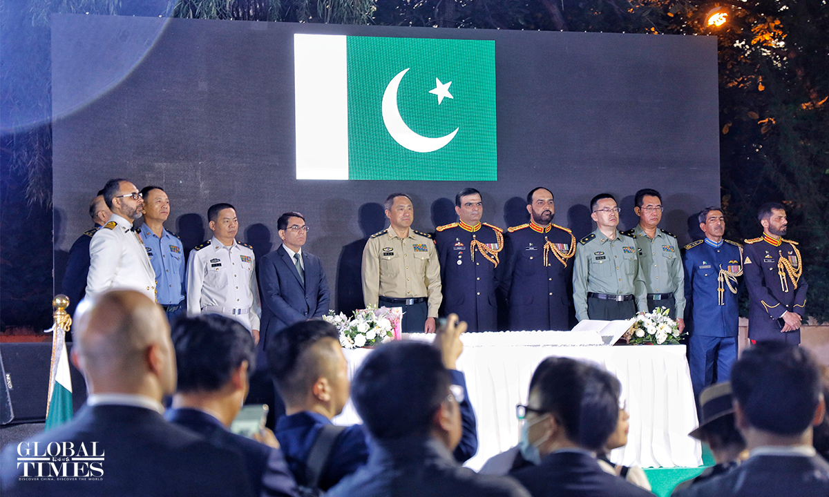 Pakistani and Chinese officials participate at the event to celebrate the Pakistan Defence and Martyrs Day at the Pakistani Embassy in Beijing on Monday. Photo: Li Hao/GT
