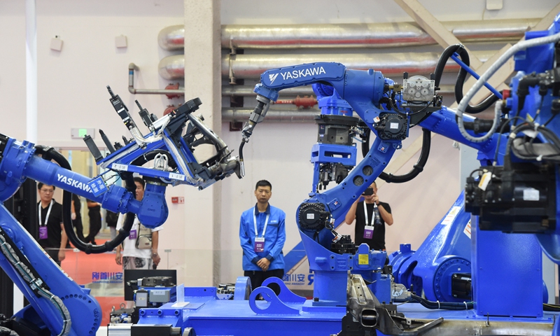 A robotic arm manufacturer in Dongguan, South China''s Guangdong Province, displays some products for testing. The factory, like many other Chinese tech companies, is now stepping up efforts to accelerate its self-developed technologies. Photo: Chen Qingqing/GT