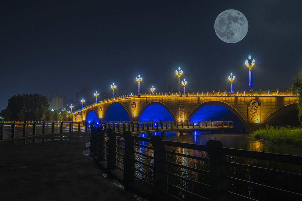 夜晚桥头图片图片