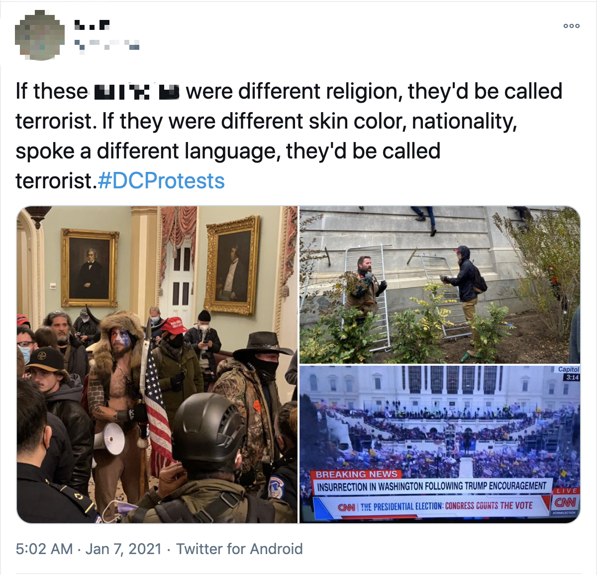 美国会大厦遭暴力冲击事件没完 非洲裔民众对警察执法双标绝望